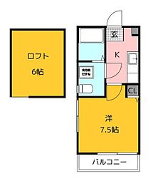 フローレス西新1 1Kの間取図画像