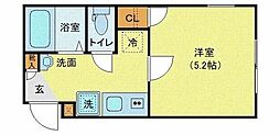 京成本線 京成町屋駅 徒歩13分の賃貸マンション 3階1Kの間取り