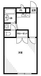 プレジール第2秋喜 1Kの間取図画像