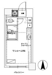 カスタリア船橋 6階ワンルームの間取り