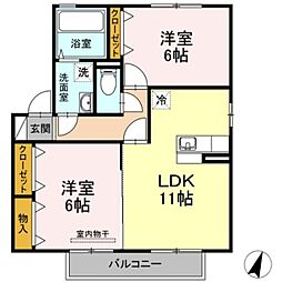 シーゲルSuguA 2LDKの間取図画像