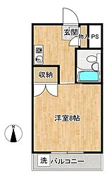 メゾンドウエストリバー 1Kの間取図画像