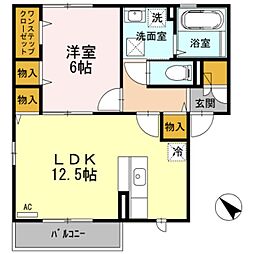 パシオーネA 1LDKの間取図画像