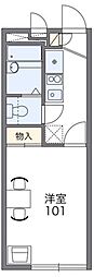 レオパレスパストラル 2階1Kの間取り