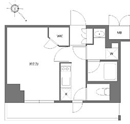 KDXレジデンス豊洲 1Kの間取図画像