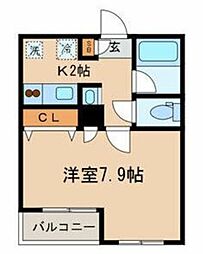 パラシオ北綾瀬 1階1Kの間取り