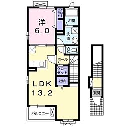 メゾンふじ 1LDKの間取図画像