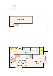 BlueReef1号館 1DKの間取図画像