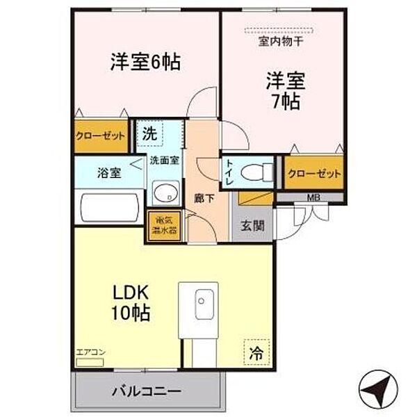 モンソレーユ　Ａ ｜埼玉県入間市高倉２丁目(賃貸アパート2LDK・3階・54.42㎡)の写真 その2