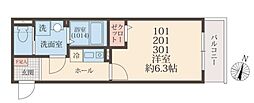 メグリオ柏の葉 1Kの間取図画像