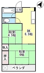 高尾グリーンハイツ 3階2Kの間取り