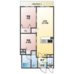 WSRESIDENCE 2LDKの間取図画像