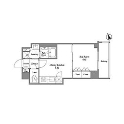 プラネソシエ青戸 2階1DKの間取り