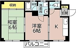 コーポ宗円堂 2Kの間取図画像