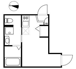 アンジェ蒲田 2階ワンルームの間取り