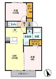 グレイス鷺沼台B 2階2LDKの間取り