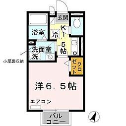 フローラ岡本A 1Kの間取図画像