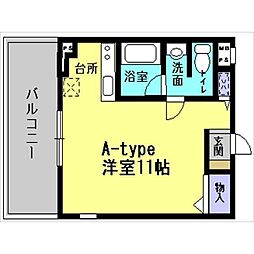 メゾンクレール2 ワンルームの間取図画像