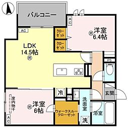 ココルトリシア 2LDKの間取図画像