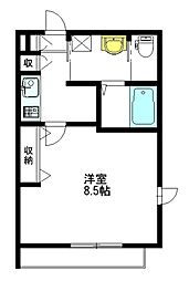 アリエス 1階1Kの間取り