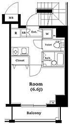 ヴォーガコルテ池袋サンテスタ 6階1Kの間取り