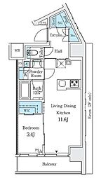 Primal御茶ノ水 1LDKの間取図画像