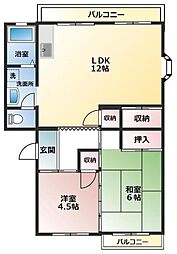 ハイツメヤー 2LDKの間取図画像