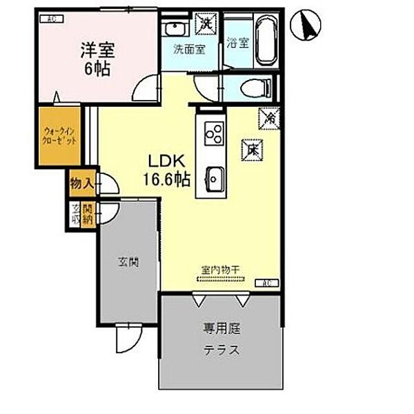 ラ・メール ド シエル 102｜新潟県新潟市東区中興野(賃貸アパート1LDK・1階・56.72㎡)の写真 その2