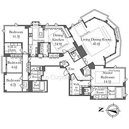 フロレゾン南麻布 4LDKの間取図画像