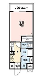 ラ・ファヴォール 5階1Kの間取り