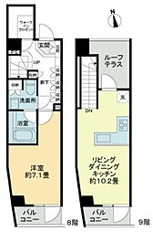 ライオンズフォーシア中野 8階1LDKの間取り