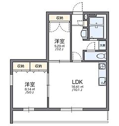 レオパレスはなみずき弐番館 2階1SLDKの間取り