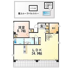 attrice太秦天神川 5階1LDKの間取り