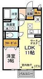 ベルウッド 1階1LDKの間取り