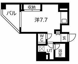 スパシエ蒲田グランドタワー 8階ワンルームの間取り