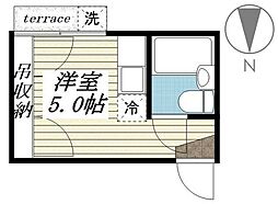 メゾン・ド・ロッシェ ワンルームの間取図画像