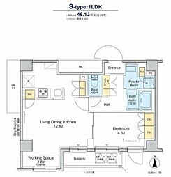 プラウドフラット品川大井町 1LDKの間取図画像