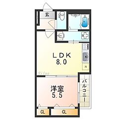 フジパレス高石3番館 1LDKの間取図画像