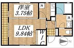 パレステージ小平 2階1LDKの間取り