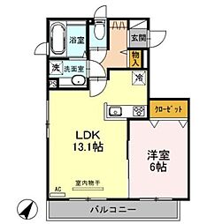 ベルカーサ 3階1LDKの間取り