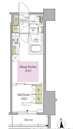 アーバネックス早稲田テラス 6階1DKの間取り