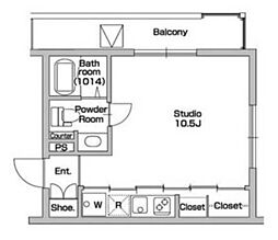 フェルトバーンハウス新江古田 ワンルームの間取図画像