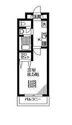 ウーノ・ルミノーゾ 1Kの間取図画像