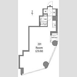 Ｔｈｅ Ｒｏｏｍ 等々力 ＷＥＳＴ 2階ワンルームの間取り