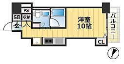 レジディア神戸磯上 13階ワンルームの間取り
