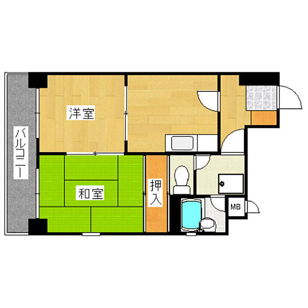 Green View姪浜 403｜福岡県福岡市西区愛宕１丁目(賃貸マンション2DK・4階・42.95㎡)の写真 その2