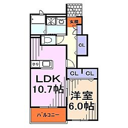 パークソレイユ 1LDKの間取図画像