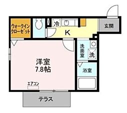 シャトルブラン 1階1Kの間取り