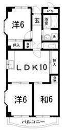 プロムナード万々 3LDKの間取図画像