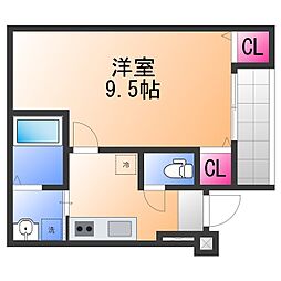 フジパレス百舌鳥駅南3番館 1Kの間取図画像